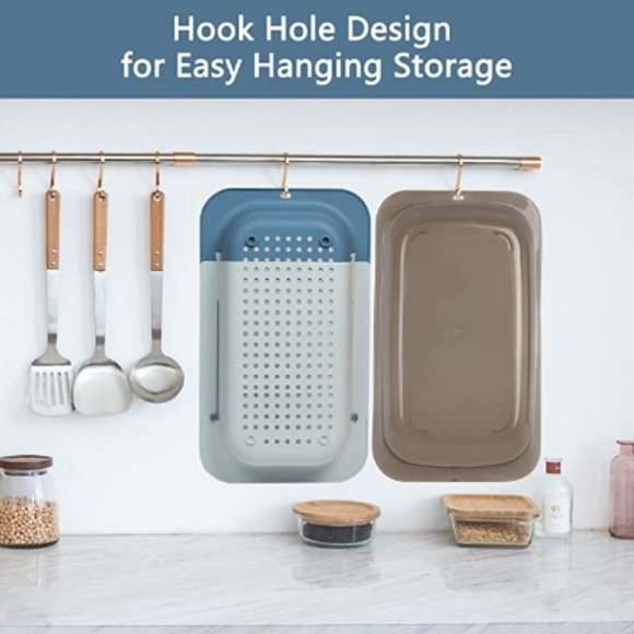 Extendable Over-the-Sink Kitchen Strainer - Colander Basket Set w/ Bowl (Blue) - Picture 7 of 11